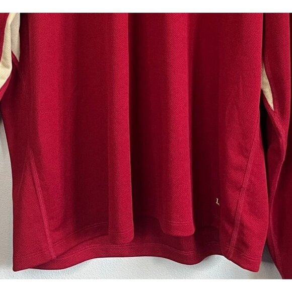 L.L.Bean Men Red/Tan Long Sleeve 1/4 Zip Mock Neck Pullover Top Medium - Picture 5 of 9